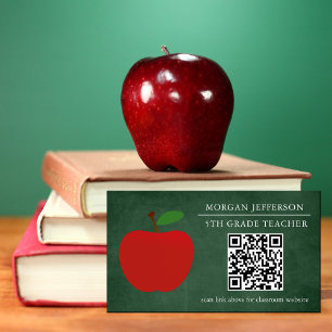 Skollärare Red Apple Chalkboard QR-kod Magnetiska Visitkort