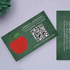 Skollärare Red Apple Chalkboard QR-kod Visitkort