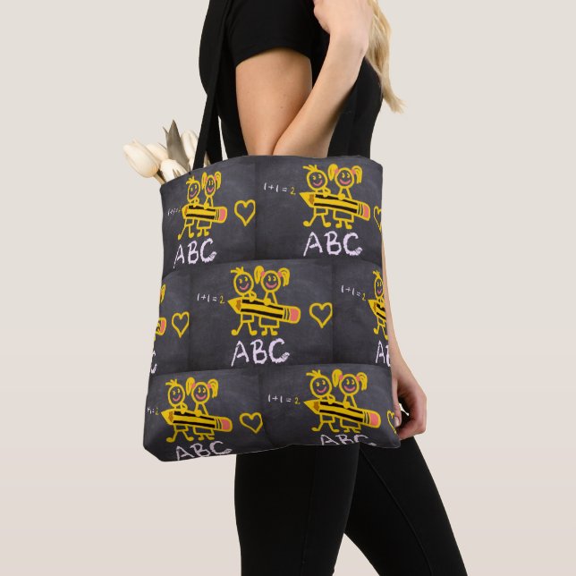 Skollärare Student Cute ABC Tote Bag Tygkasse (Närbild)