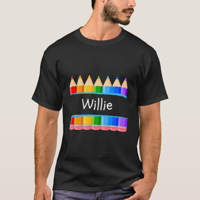 Skollärare Student Namn Willie Kindergarten Ta T Shirt (Framsida)