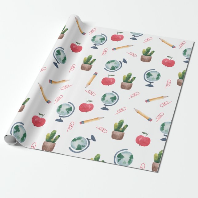 Skollärarens söta pappra omslag presentpapper (Utrullad)
