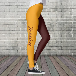 Skolledaren FÄRG Maroon och Guld Leggings CheerLea