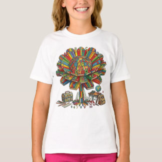 Skolmaterial Barn Grundskola Blomma Lärare Konst T Shirt