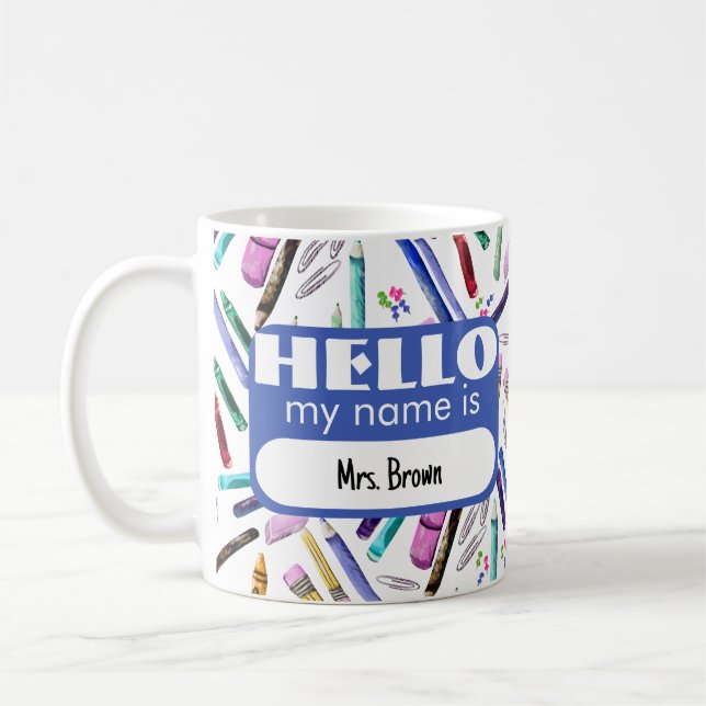 Skolmaterial mönster kaffemugg (Vänster)