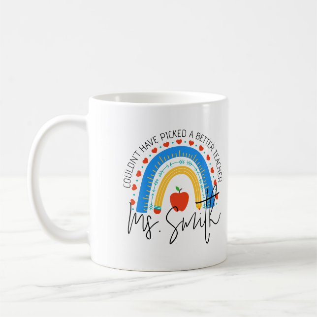 Skolmaterial Regnbåge Äpple Lärarskönhet Kaffemugg (Vänster)