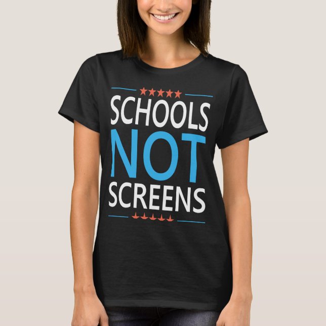 Skolor Not Skärm Anti Virtuell Learning Quote Qu T Shirt (Framsida)