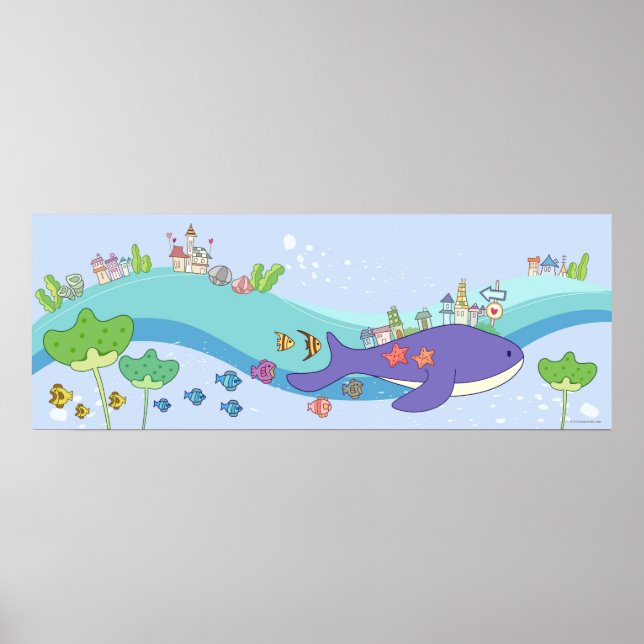 Skolor som simmar i undervattensstaden poster (Framsidan)