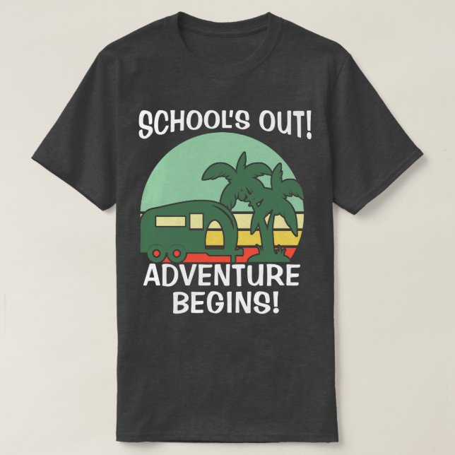 Skolor ut äventyr startar campingenheter t shirt (Design framsida)
