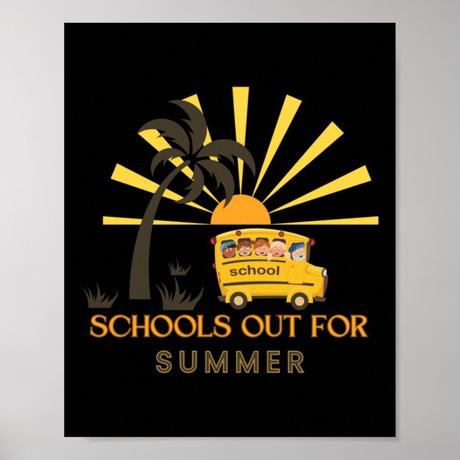 Skolor ut för sommar-Lycklig Kids Poster (Framsidan)