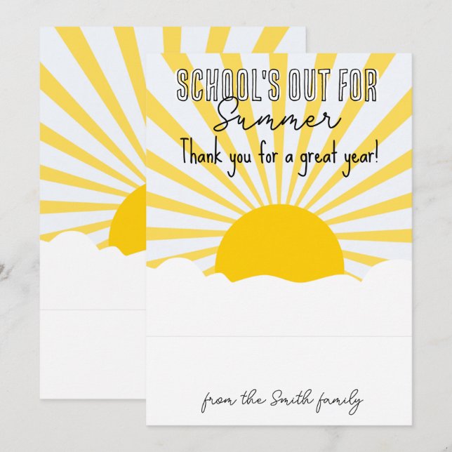 skolor ut för sommarlärare inbjudningar (Fram/baksida)