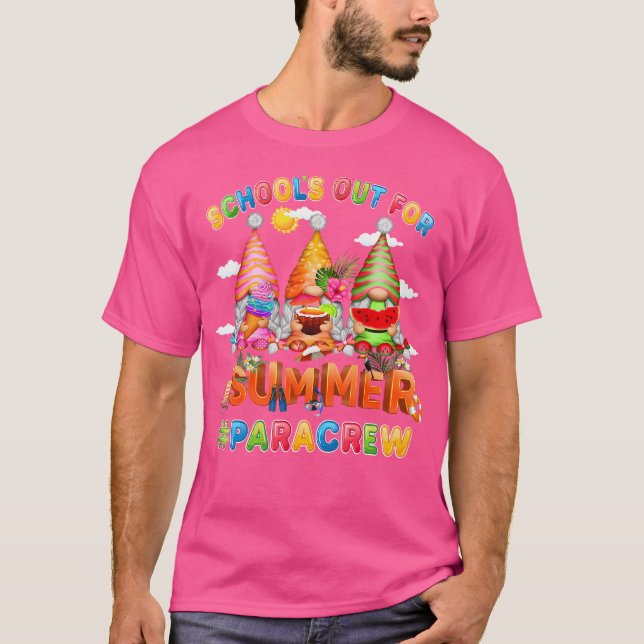 Skolor ut för sommarpara-besättningsgnomes sommarv t shirt (Framsida)