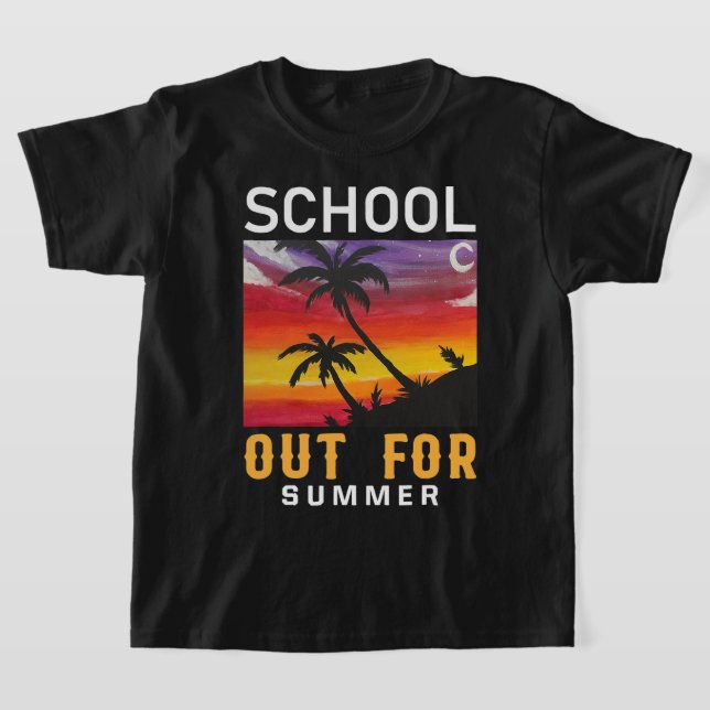 Skolor ut till sommaren förra dagen på skolepanet t shirt (Laydown)