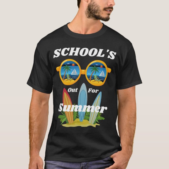 Skolor ut till sommaren, strandtid T-Shirt (Framsida)