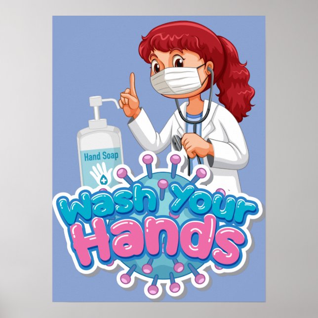 Skolpåminnelse Tvätta Dina Händer Poster (Framsidan)