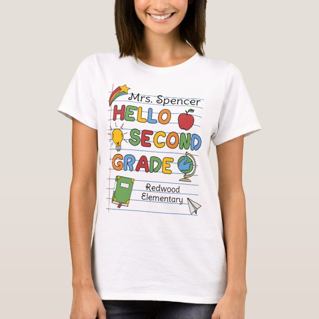 Skolpapper & Klotter Hej andra klass T Shirt (Framsida)