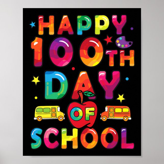 Skolpojkar flickor Lycklig 100 skoldagar Poster (Framsidan)