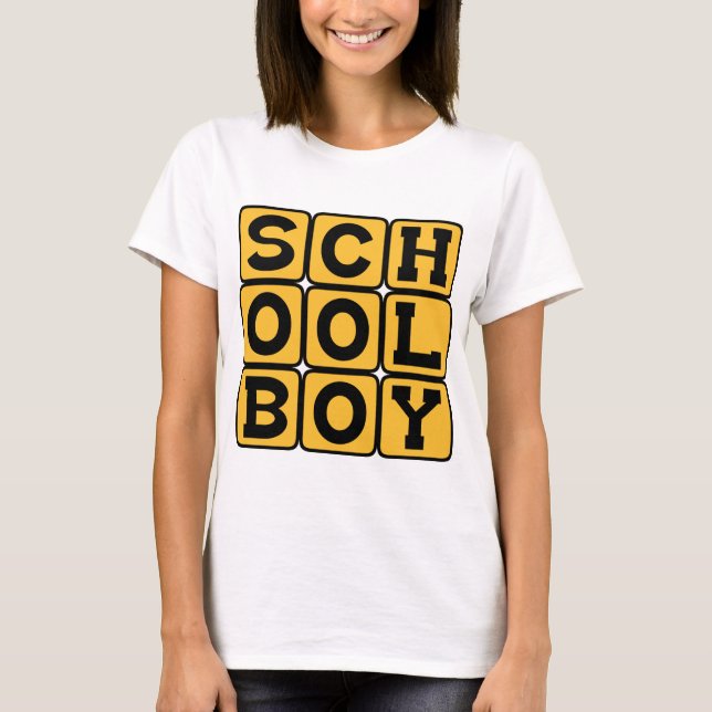 Skolpojke, manlig student tee (Framsida)