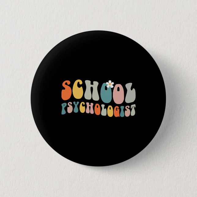 Skolpsykolog Groovy Retro Vintage Psykolog Knapp (Framsida)