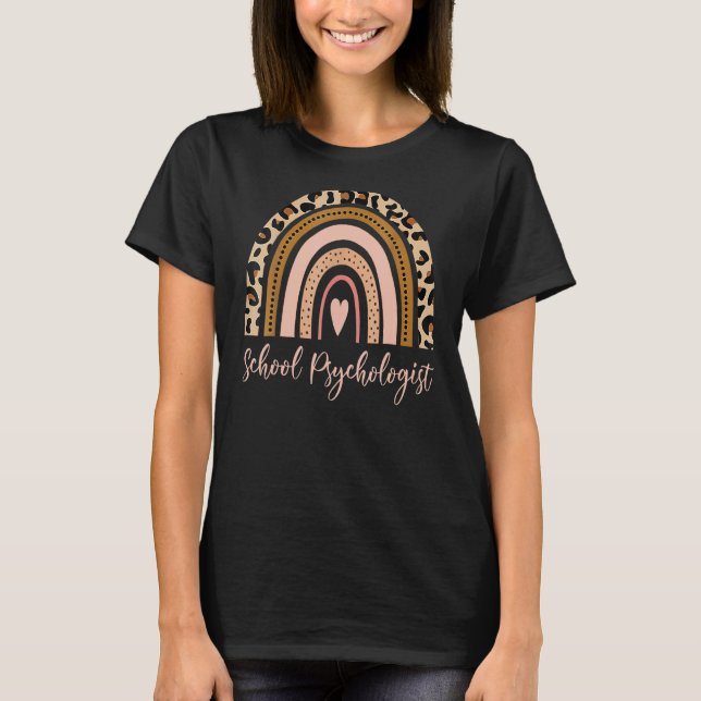Skolpsykolog Leopard Rainbow Psychology Tea T Shirt (Framsida)
