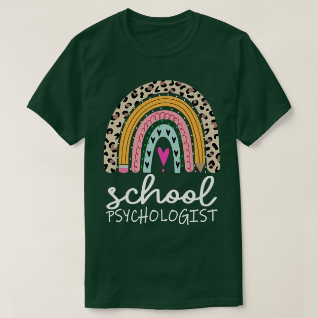 Skolpsykolog Rainbow Leopard Back to school T Shirt (Design framsida)