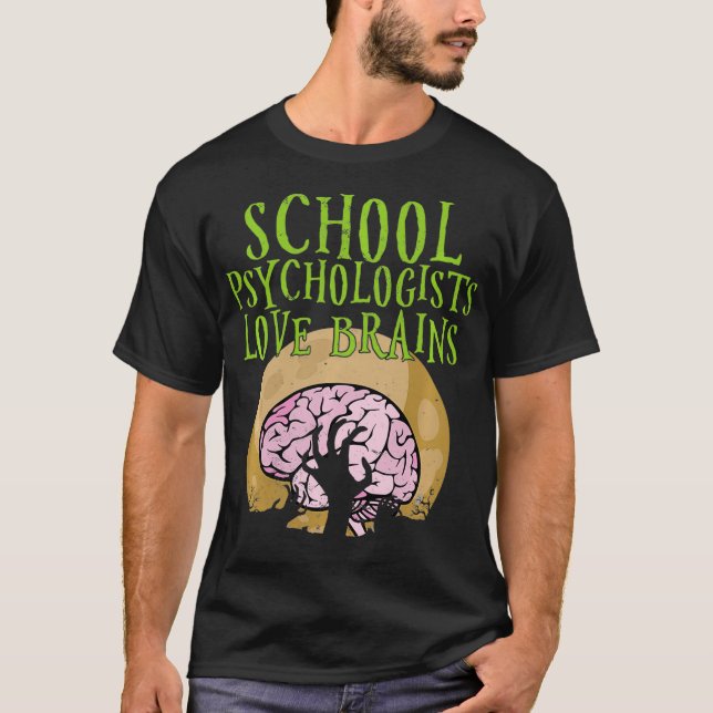 Skolpsykologer Kärlek Brains Halloween-lärare T Shirt (Framsida)