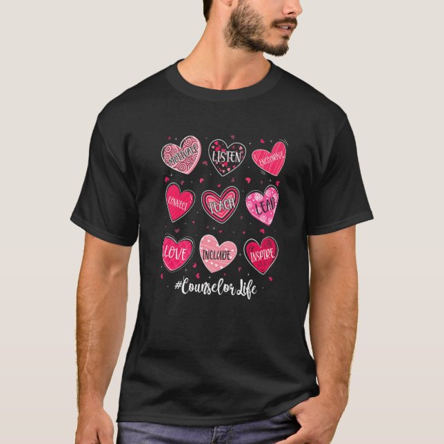 Skolrådgivare Life Valentine Day Heart Counse T Shirt (Framsida)