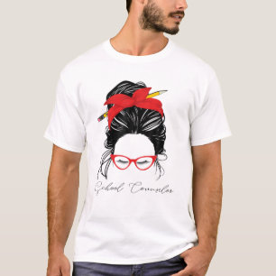 Skolrådgivare Messy Bun Funny Back to school 20 T Shirt