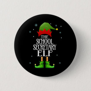 Skolsekreterare Elf Julafton Funny Family Matching Knapp