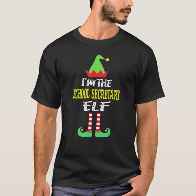 Skolsekreterare Elf Matching Family Group Christm T Shirt (Framsida)