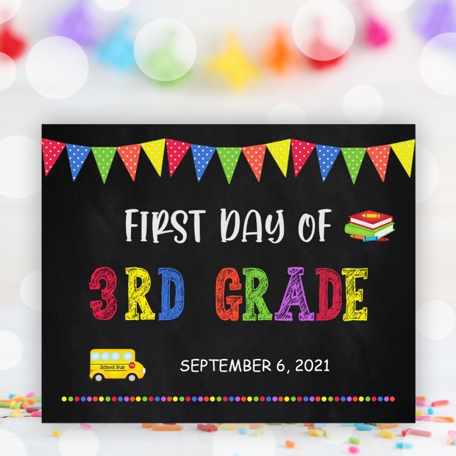 Skolsignaturens första dag | Tredje Klass-Poster Poster (First Day Of School Sign | 3rd Grade Poster)