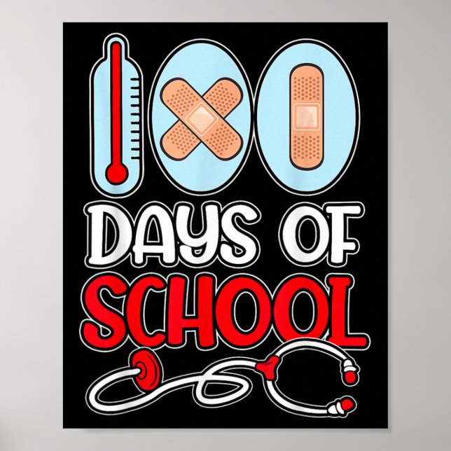 Skolsjuksköterskor 100 dagar i Kärlek Stethoscope  Poster (Framsidan)