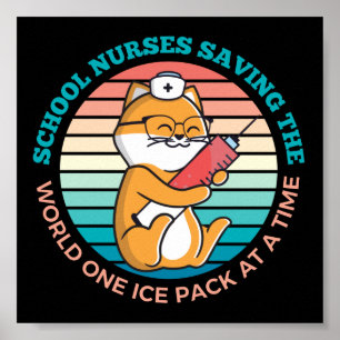 Skolsjuksköterskor som räddar World One Ice Pack Poster