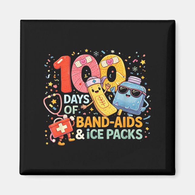 Skolsköterska 100 dagars plåster ispåsar 100 dagar magnet (Framsidan)