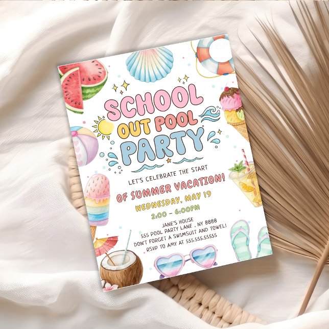 Skolstart Poolparty Början Av Sommarlovet Inbjudningar (Skapare uppladdad)