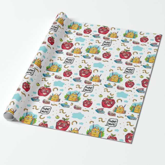 Skoltematerad Papper Presentpapper (Utrullad)