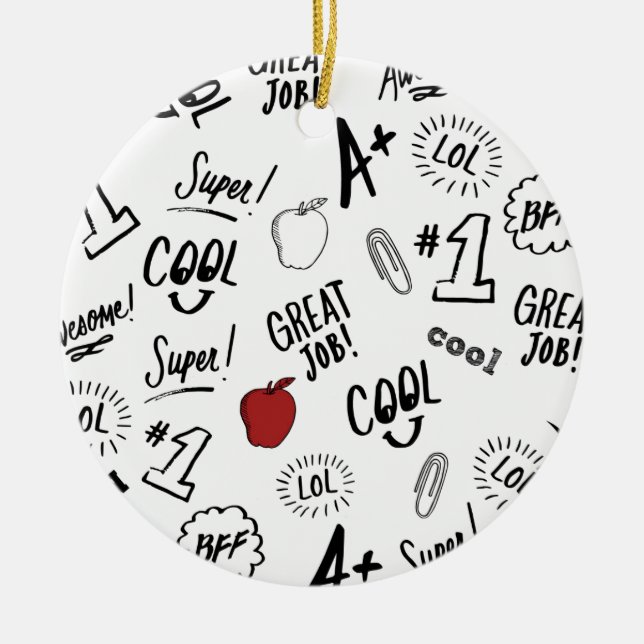 Skoltid Julgransprydnad Keramik (Framsidan)