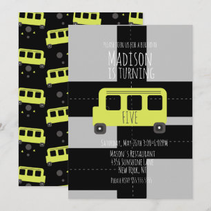 Skoltransporthjul Buss Födelsedagsfest Meddelande
