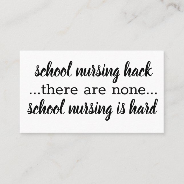 Skolvårdshack, liten och enkel inspirationskälla visitkort (Framsida)