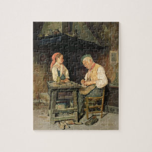 Skomakaren shoppar, 1874 (olja på panel) pussel