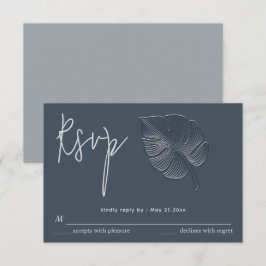Sköna enkla präglade tropiska blad RSVP OSA Kort