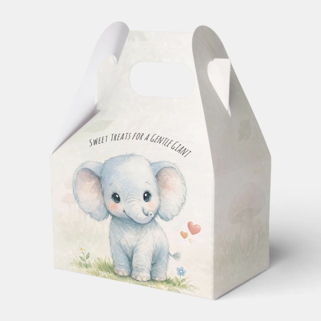 Sköna Jätte Elefant Blå Safari Bebis Shower Presentaskar (Framsidan Sidan)