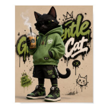 Sköna Katt, Urban Streetwear Svart Katt Maskot Des