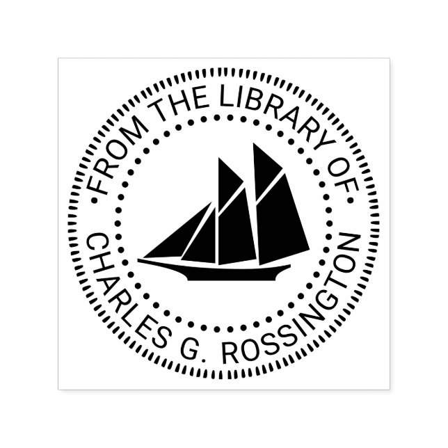 Skonare Segelbåt Sjöfart Bibliotek Boknamn Självfärgande Stämpel (Design)