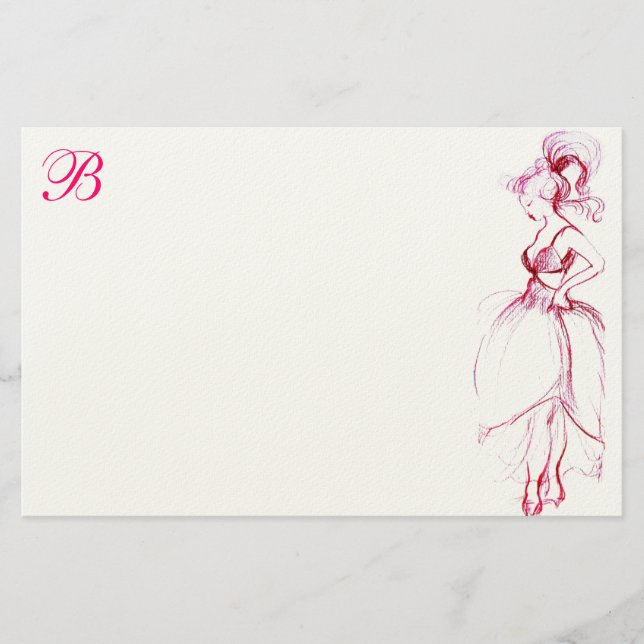 SKÖNHEI I ROSA KLÄN MONOGRAM BREVPAPPER (Framsida)