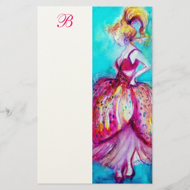 SKÖNHEI I ROSA KLÄN MONOGRAM BREVPAPPER (Framsida)