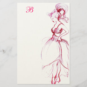 SKÖNHEI I ROSA KLÄN MONOGRAM BREVPAPPER