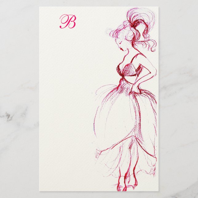 SKÖNHEI I ROSA KLÄN MONOGRAM BREVPAPPER (Framsida)
