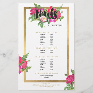 Skönhet Florals Nagelsalong Vit Flygblad