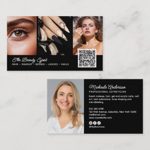 Skönhet / Hår / Ögonfransar / Naglar 4-Foto QR-kod Visitkort