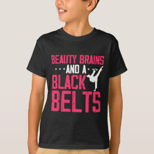 Skönhet Hjärnor Och Svart Bälte Inspirerande Citat T Shirt